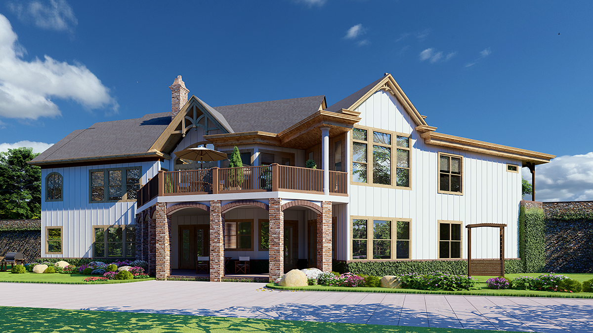 Country Craftsman Farmhouse New American Style Ranch Traditional Rear Elevation of Plan 80769