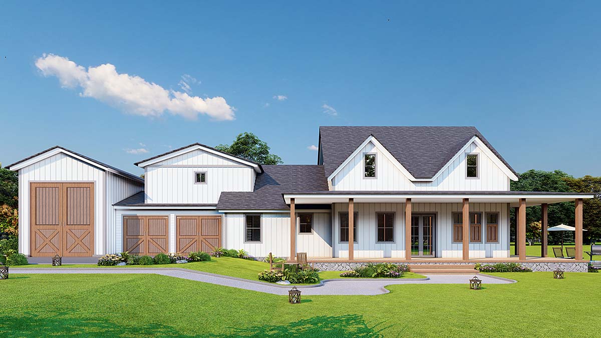 Country, Farmhouse, New American Style, Southern, Traditional Plan with 2407 Sq. Ft., 3 Bedrooms, 3 Bathrooms, 2 Car Garage Elevation