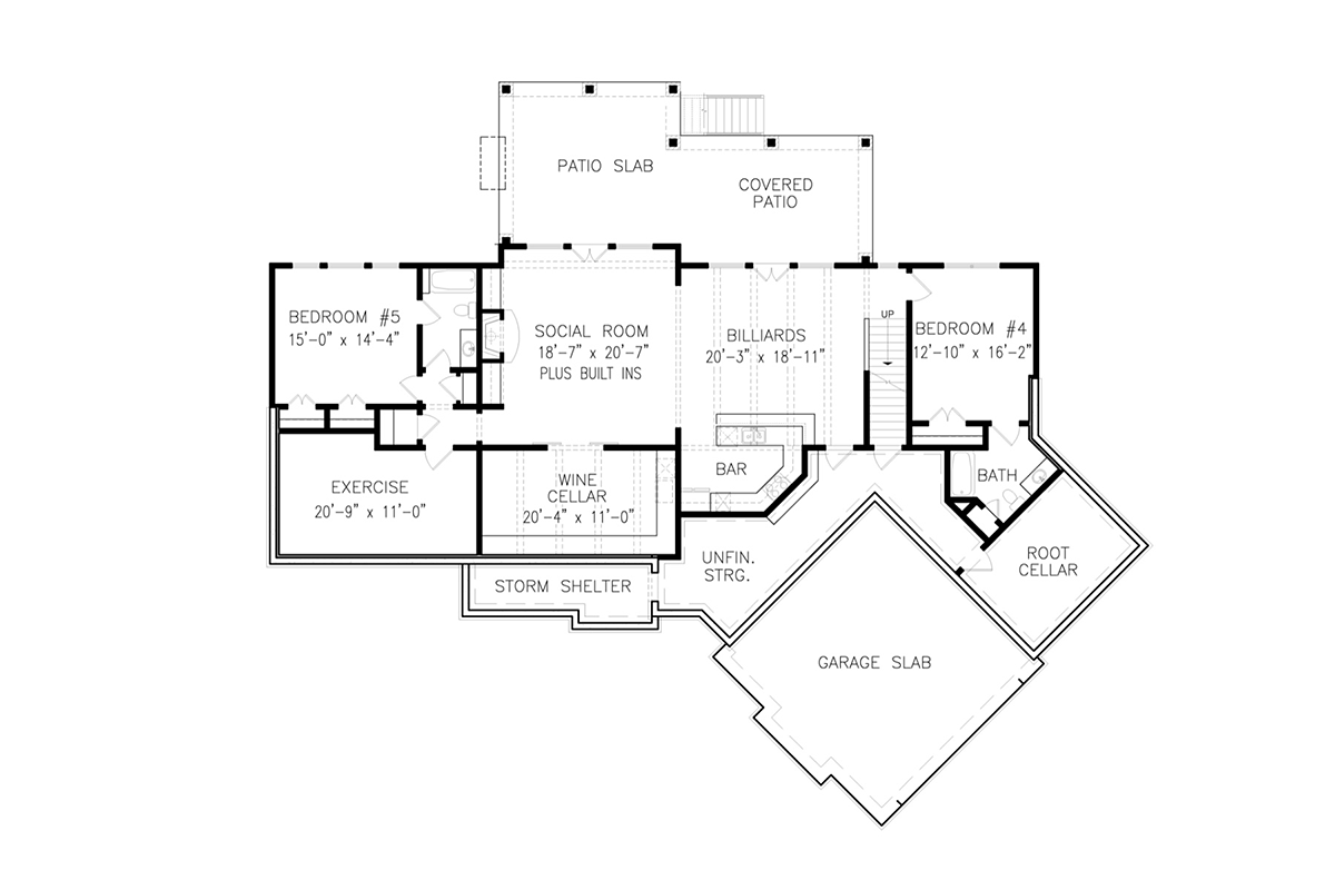 Craftsman Farmhouse New American Style Tuscan Lower Level of Plan 80772