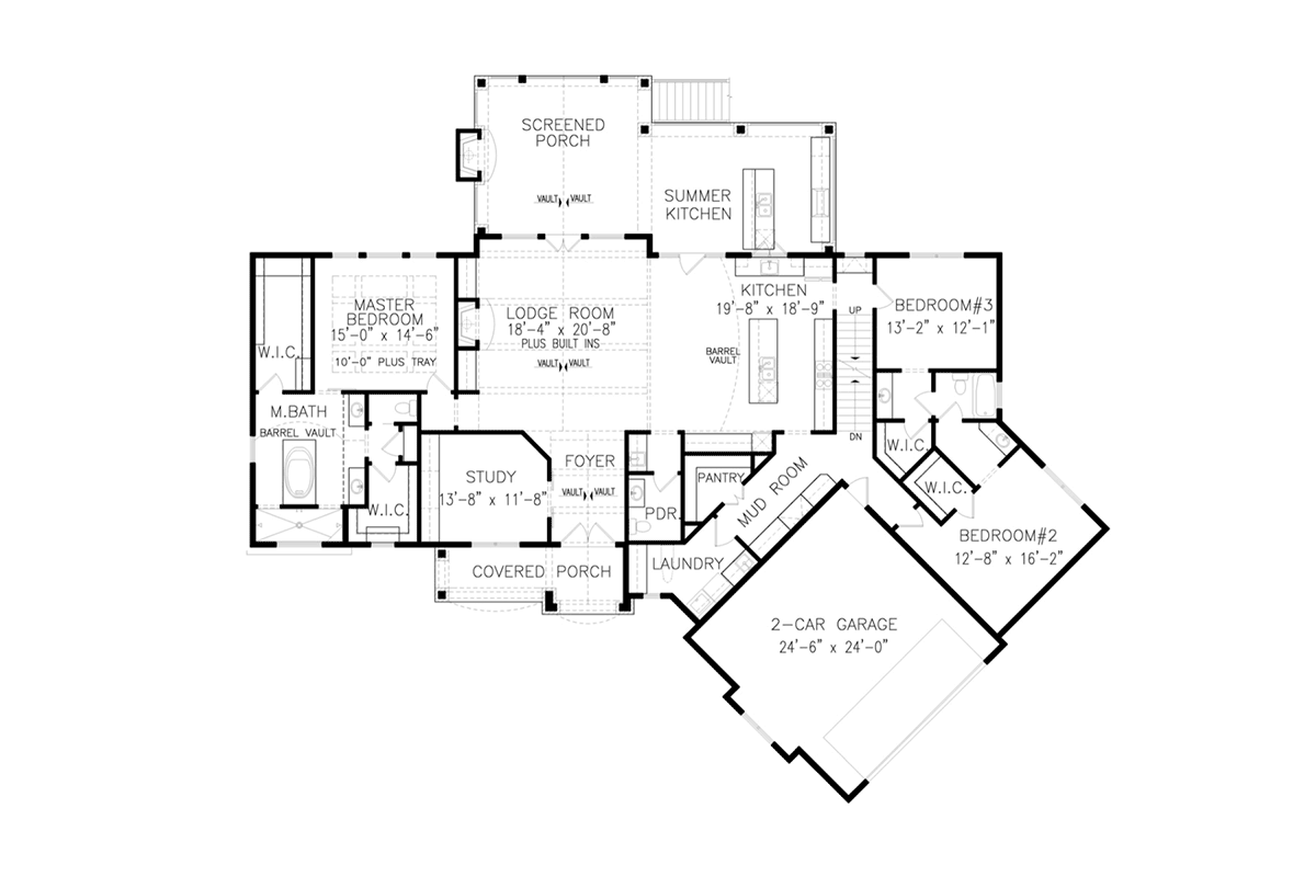 Craftsman Farmhouse New American Style Tuscan Level One of Plan 80772