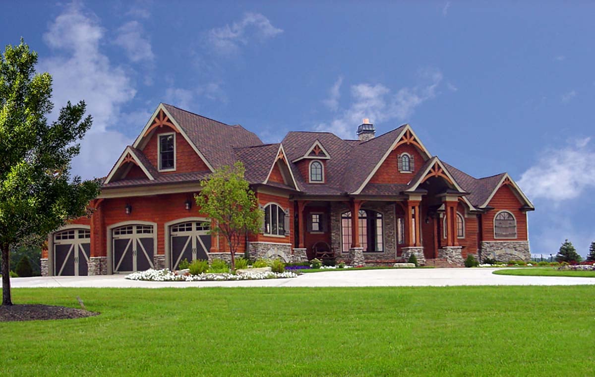 Craftsman, Farmhouse, New American Style Plan with 3782 Sq. Ft., 4 Bedrooms, 5 Bathrooms, 3 Car Garage Elevation