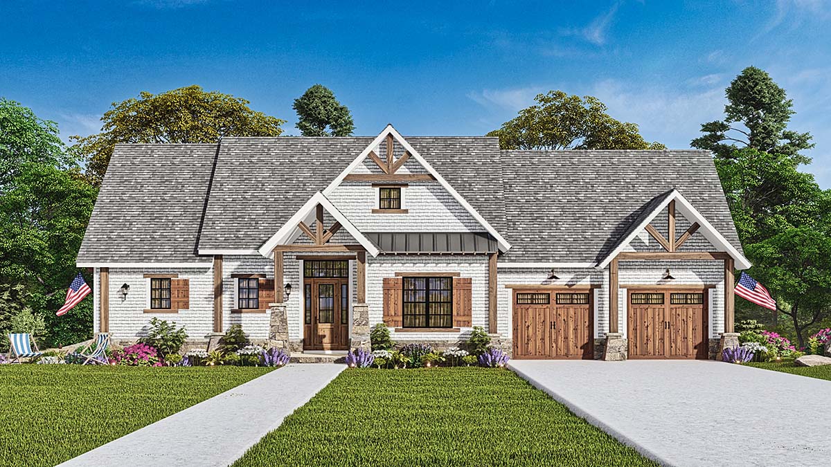 Country, Farmhouse, New American Style, Southern Plan with 2510 Sq. Ft., 4 Bedrooms, 3 Bathrooms, 2 Car Garage Elevation