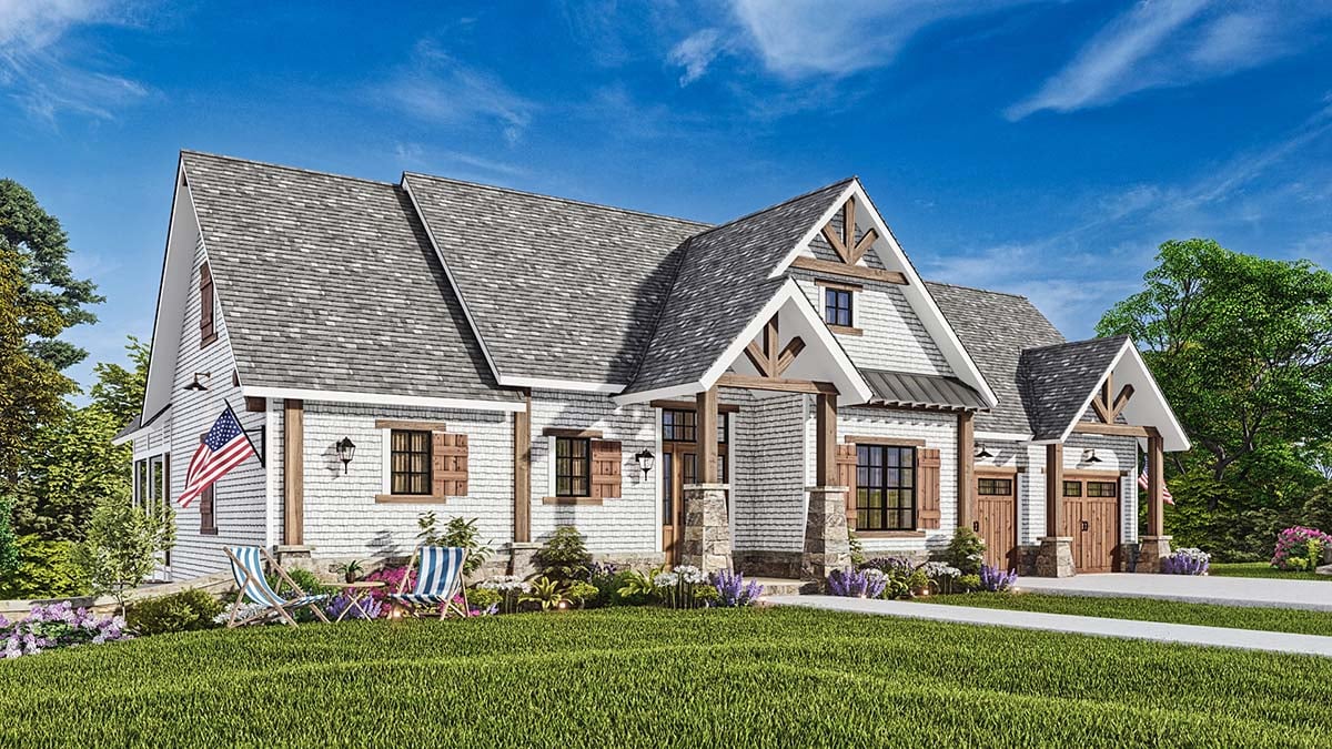 Country, Farmhouse, New American Style, Southern Plan with 2510 Sq. Ft., 4 Bedrooms, 3 Bathrooms, 2 Car Garage Picture 3