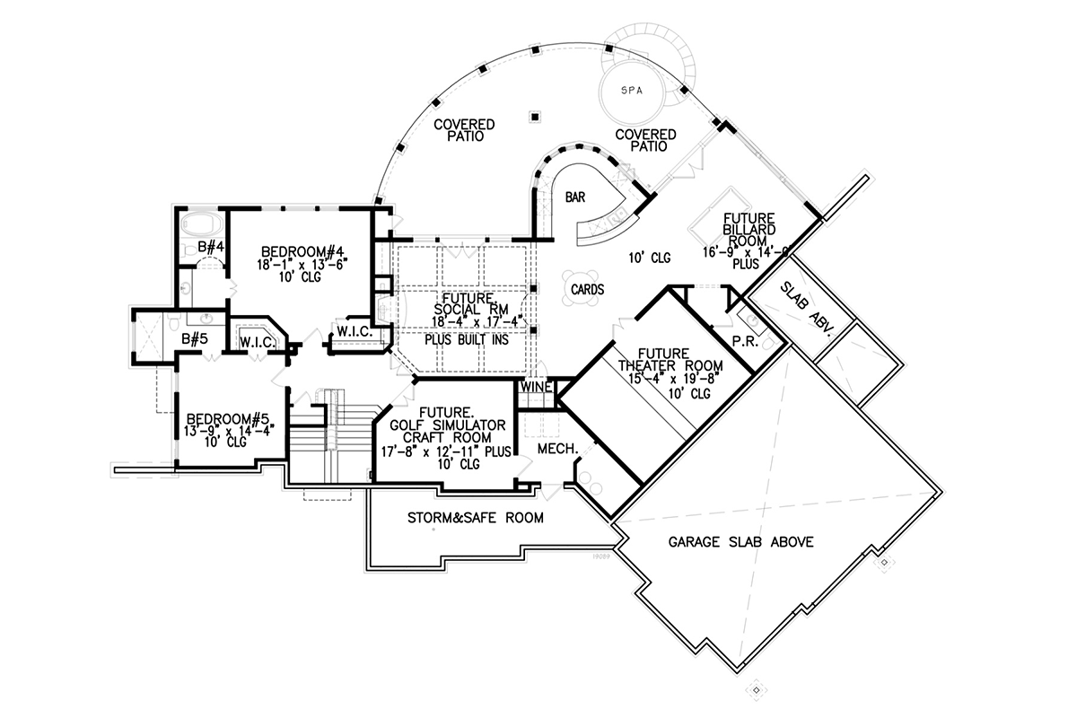 Country Craftsman New American Style Southern Lower Level of Plan 80776