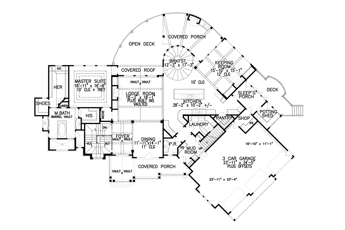 Country Craftsman New American Style Southern Level One of Plan 80776