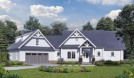 Craftsman Farmhouse New American Style Southern Elevation of Plan 80777