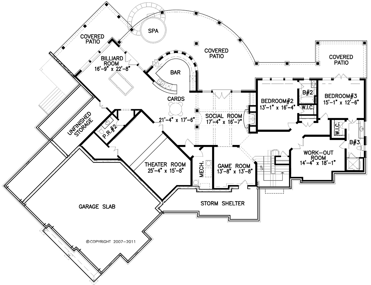 Craftsman New American Style Tuscan Lower Level of Plan 80781