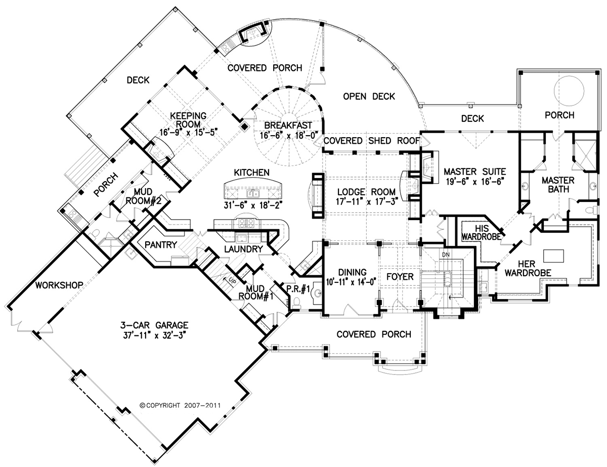 Craftsman New American Style Tuscan Level One of Plan 80781