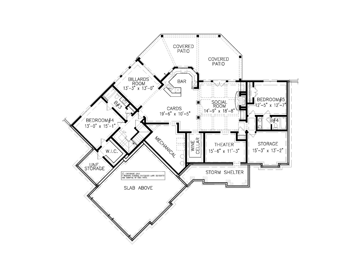 Craftsman Farmhouse Southern Lower Level of Plan 80784