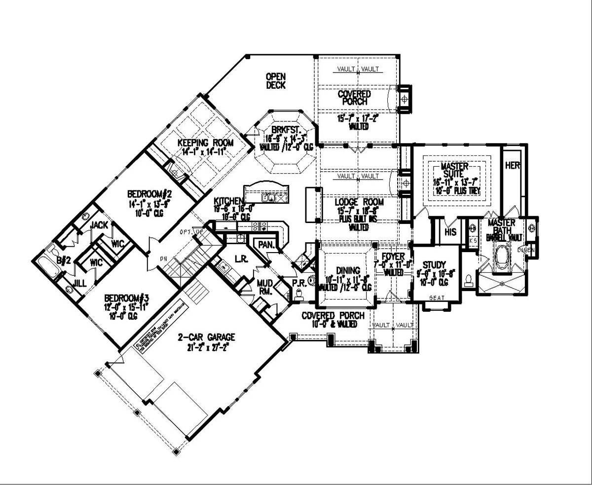 Craftsman Farmhouse Southern Level One of Plan 80785