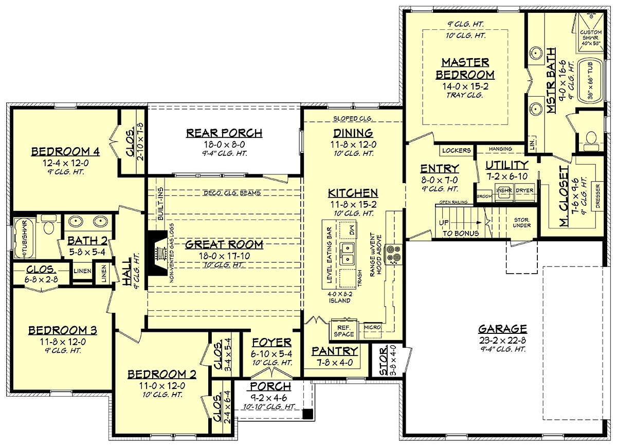 Country Farmhouse Traditional Level One of Plan 80800