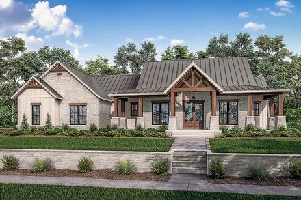 Country Craftsman Farmhouse Traditional Elevation of Plan 80801