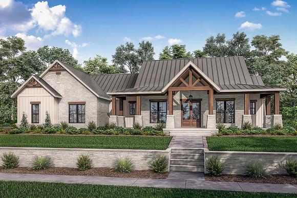 Country, Craftsman, Farmhouse, Traditional House Plan 80801 with 3 Beds, 3 Baths, 3 Car Garage Elevation