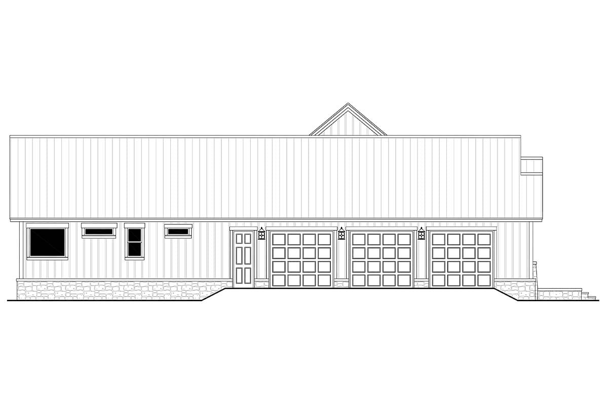 Country, Craftsman, Farmhouse, New American Style, Ranch Plan with 2454 Sq. Ft., 3 Bedrooms, 3 Bathrooms, 3 Car Garage Picture 3