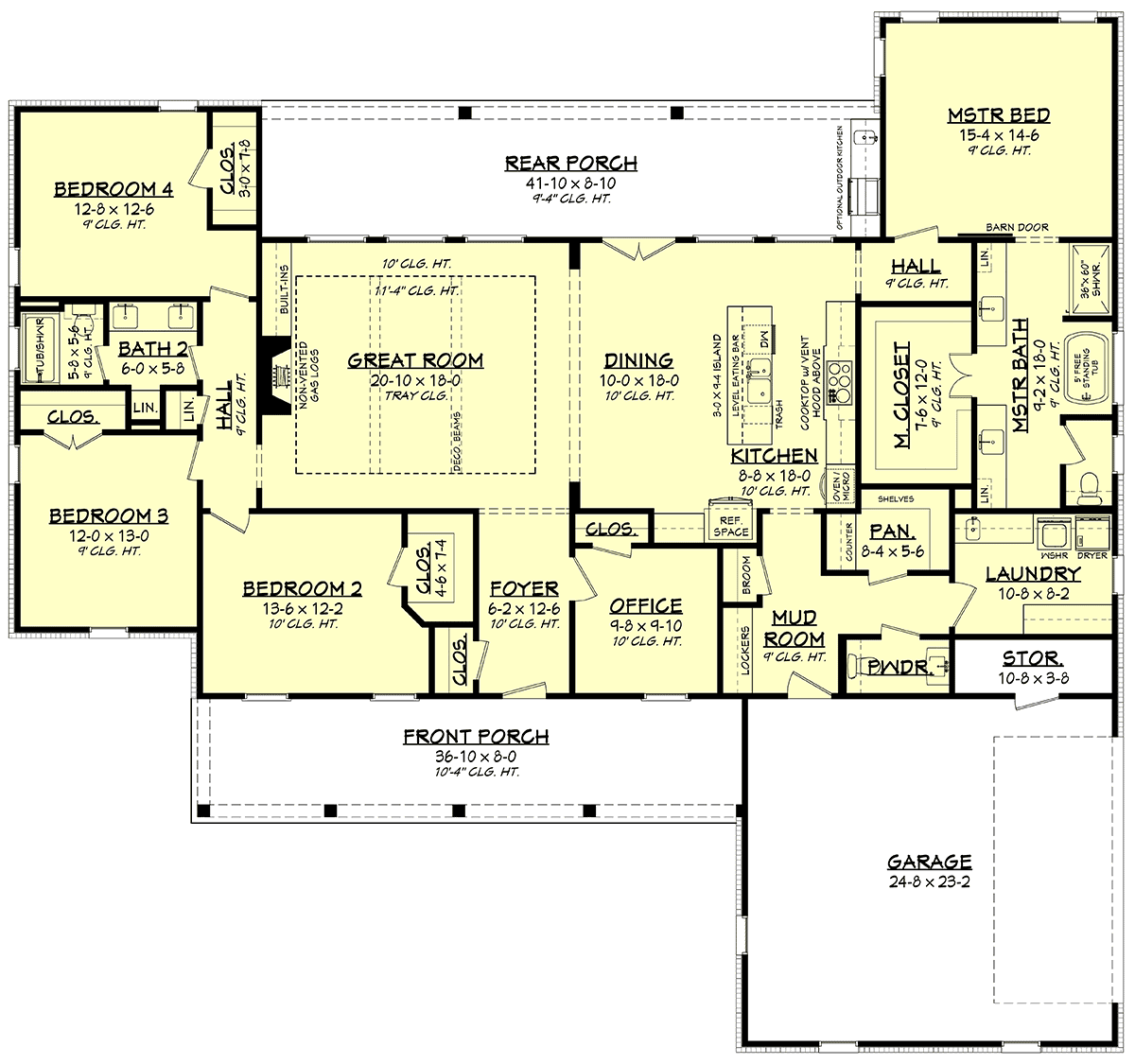 Country Craftsman Farmhouse Traditional Level One of Plan 80804