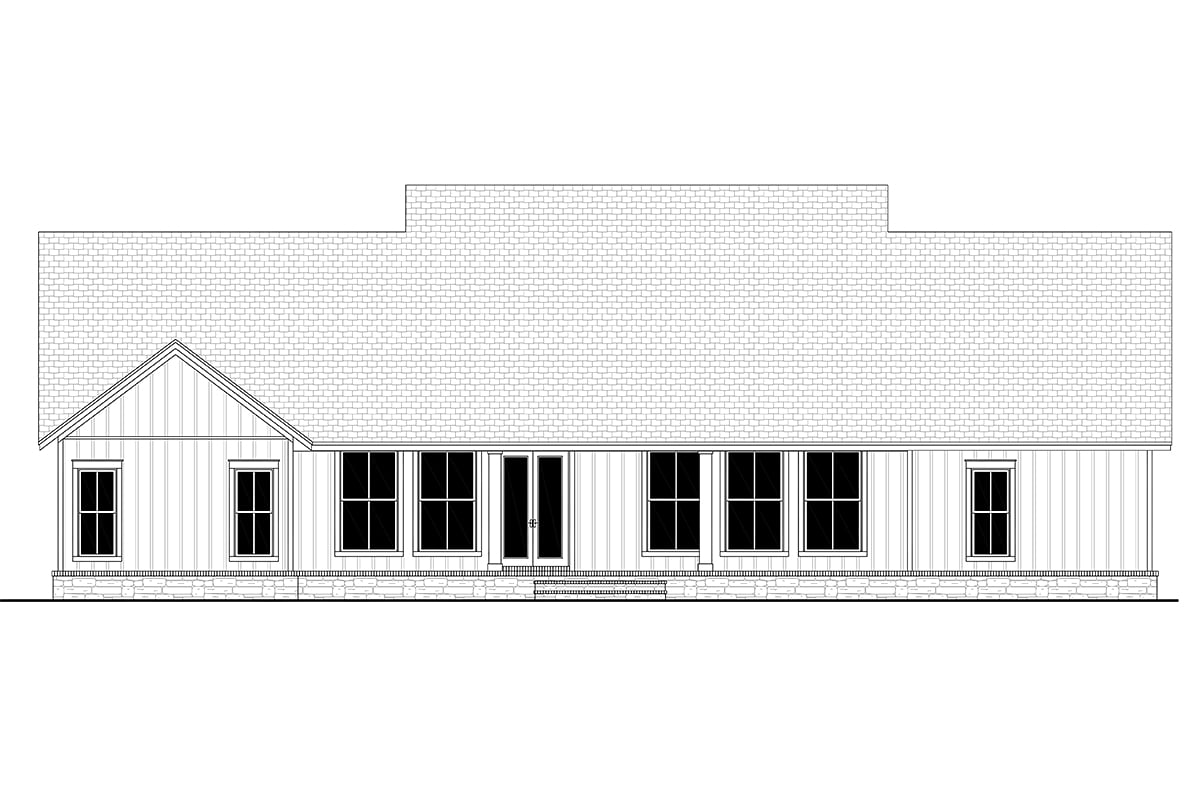 Country Craftsman Farmhouse Traditional Rear Elevation of Plan 80804