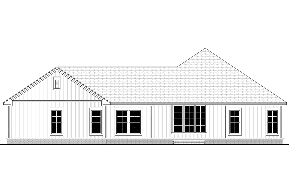 Country Farmhouse Ranch Rear Elevation of Plan 80806