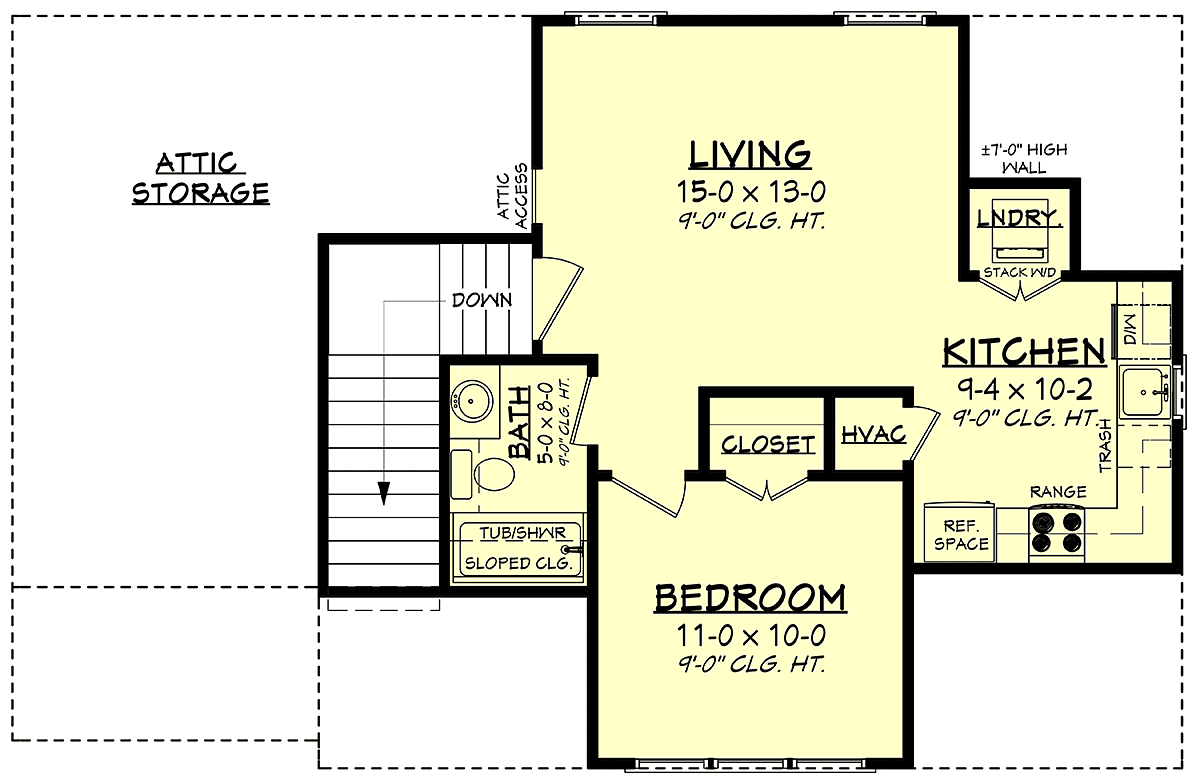 Country, Craftsman, Farmhouse 3 Car Garage Apartment Plan 80809 with 1 Beds, 1 Baths Level Two
