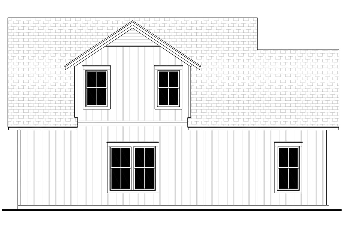 Country Craftsman Farmhouse Rear Elevation of Plan 80809