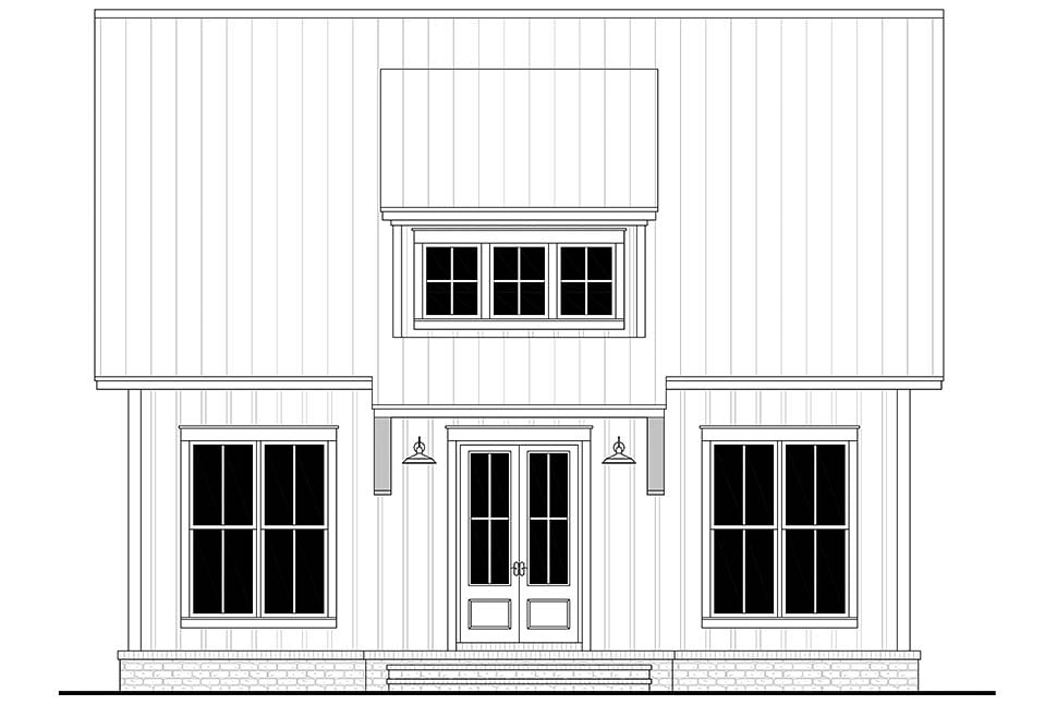 Acadian, Cottage, Farmhouse, French Country, Southern Plan with 1070 Sq. Ft., 2 Bedrooms, 1 Bathrooms Picture 4