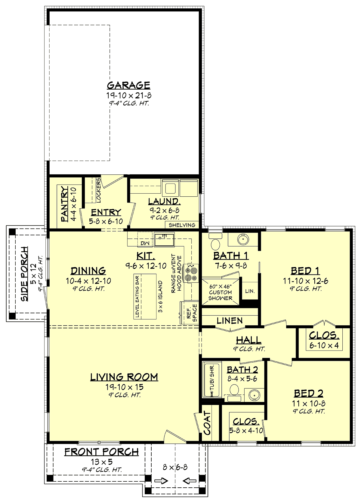 Cottage Country Farmhouse Level One of Plan 80811