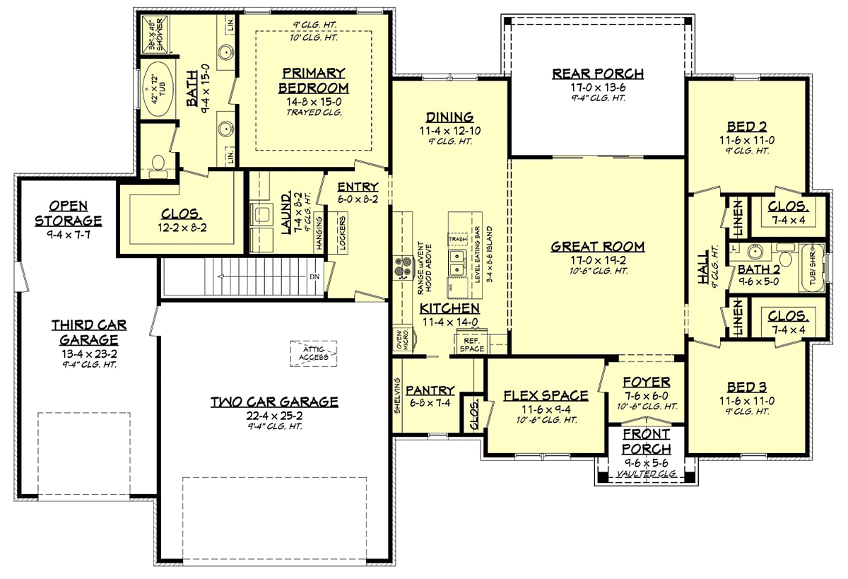 Country Farmhouse New American Style Traditional Alternate Level One of Plan 80812