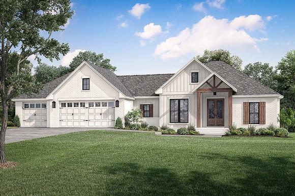 Country, Farmhouse, Traditional House Plan 80812 with 3 Beds, 2 Baths, 3 Car Garage Elevation