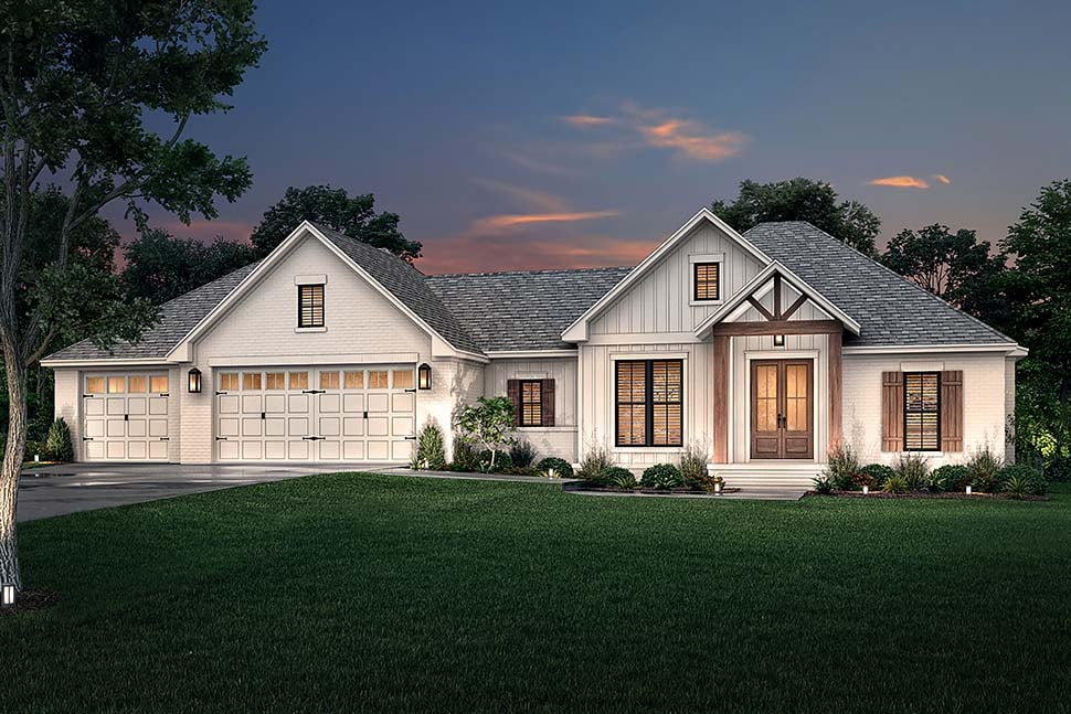 Country, Farmhouse, New American Style, Traditional Plan with 2002 Sq. Ft., 3 Bedrooms, 2 Bathrooms, 3 Car Garage Picture 5