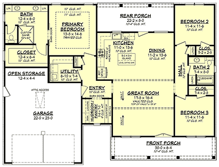 House Plan 80813 First Level Plan