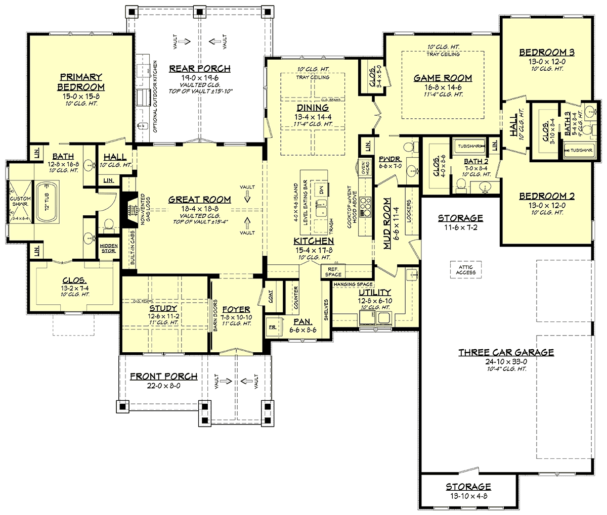 Country Farmhouse Ranch Level One of Plan 80814