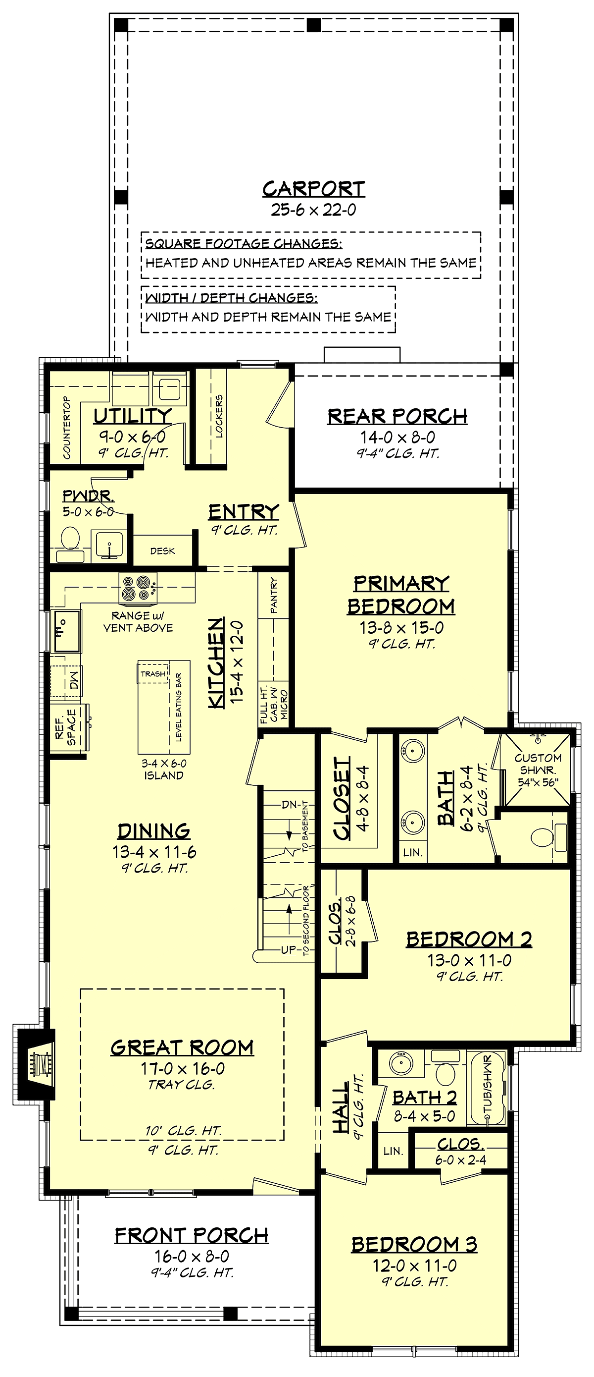 Country Farmhouse Traditional Alternate Level One of Plan 80815