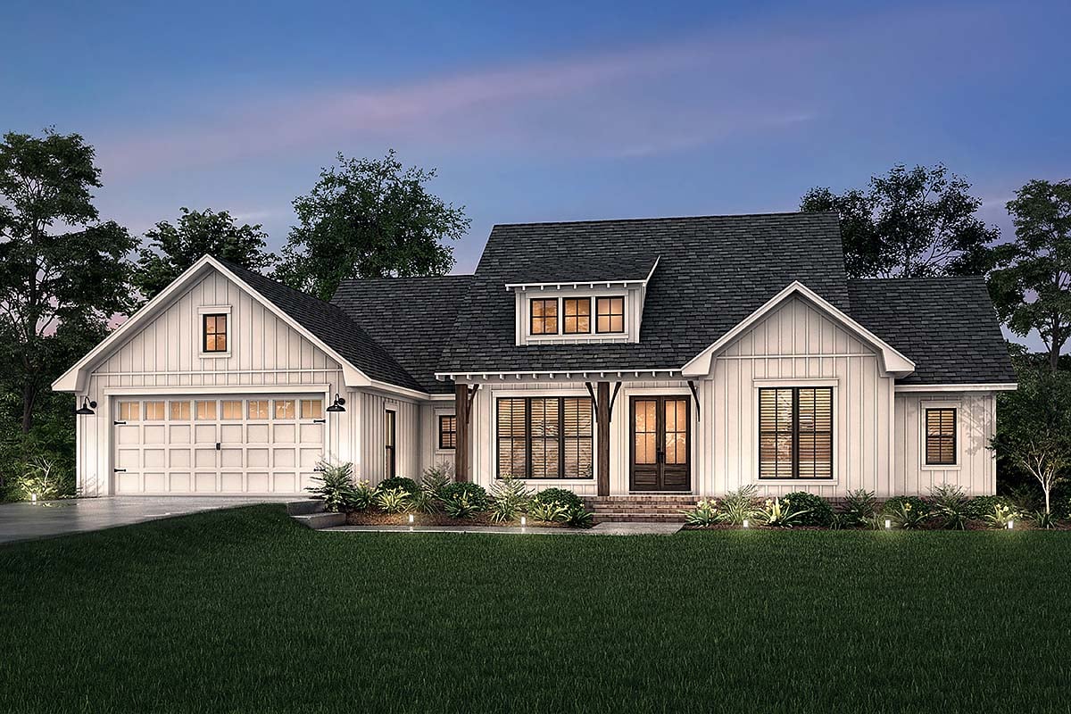 Country, Craftsman, Farmhouse, Traditional Plan with 2020 Sq. Ft., 3 Bedrooms, 3 Bathrooms, 2 Car Garage Elevation