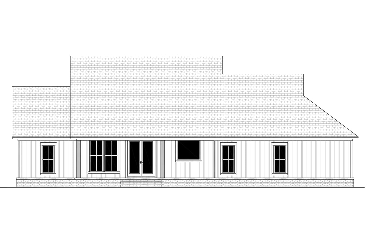 Country, Craftsman, Farmhouse, Traditional Plan with 2020 Sq. Ft., 3 Bedrooms, 3 Bathrooms, 2 Car Garage Rear Elevation