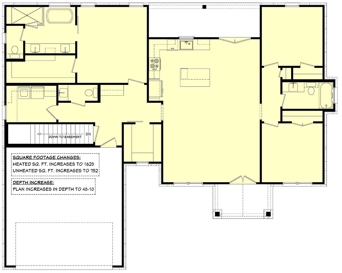 Bungalow Country Craftsman Farmhouse New American Style Ranch Alternate Level One of Plan 80818