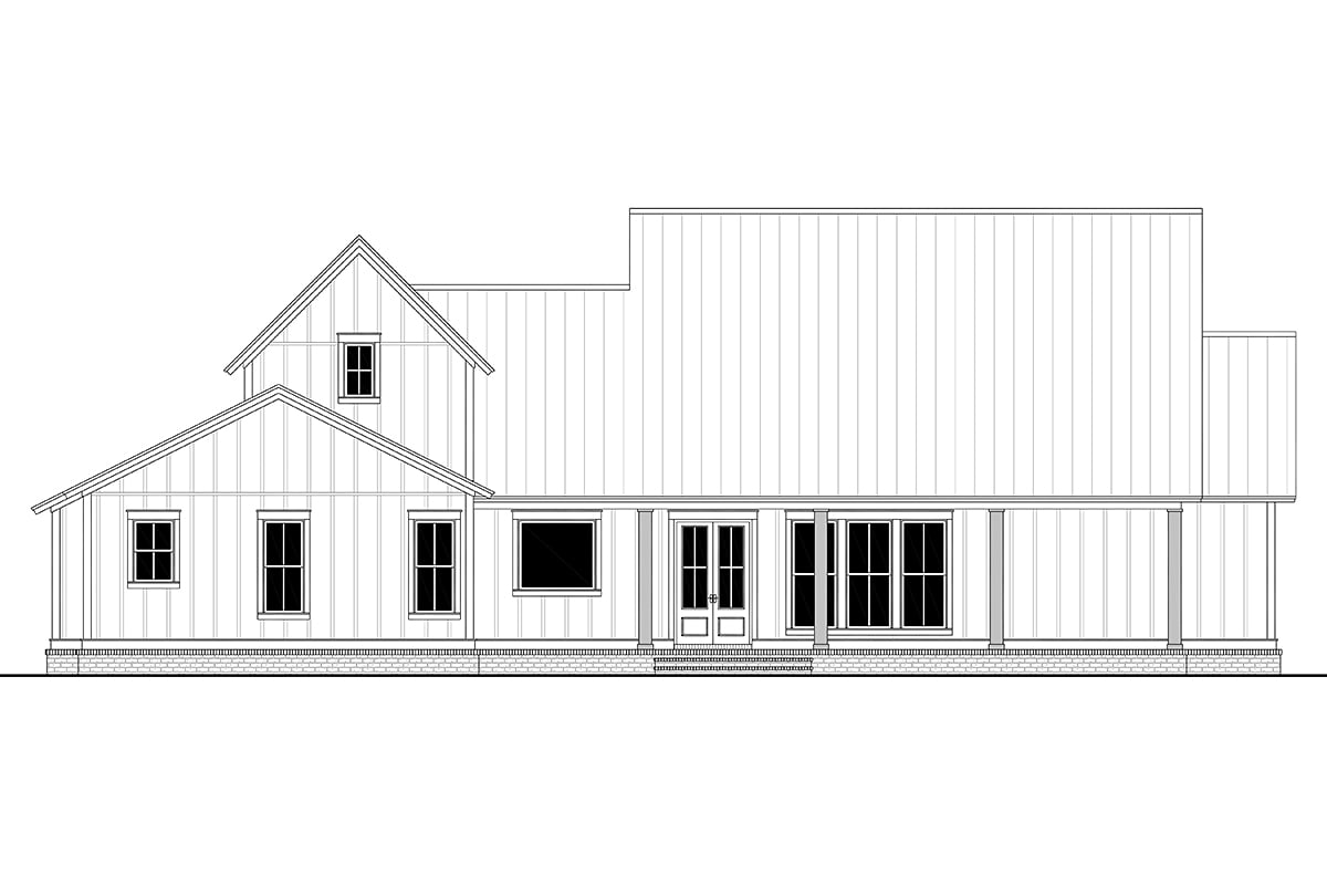Contemporary Country Farmhouse French Country Rear Elevation of Plan 80823