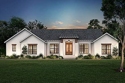 Contemporary Ranch Traditional Elevation of Plan 80824