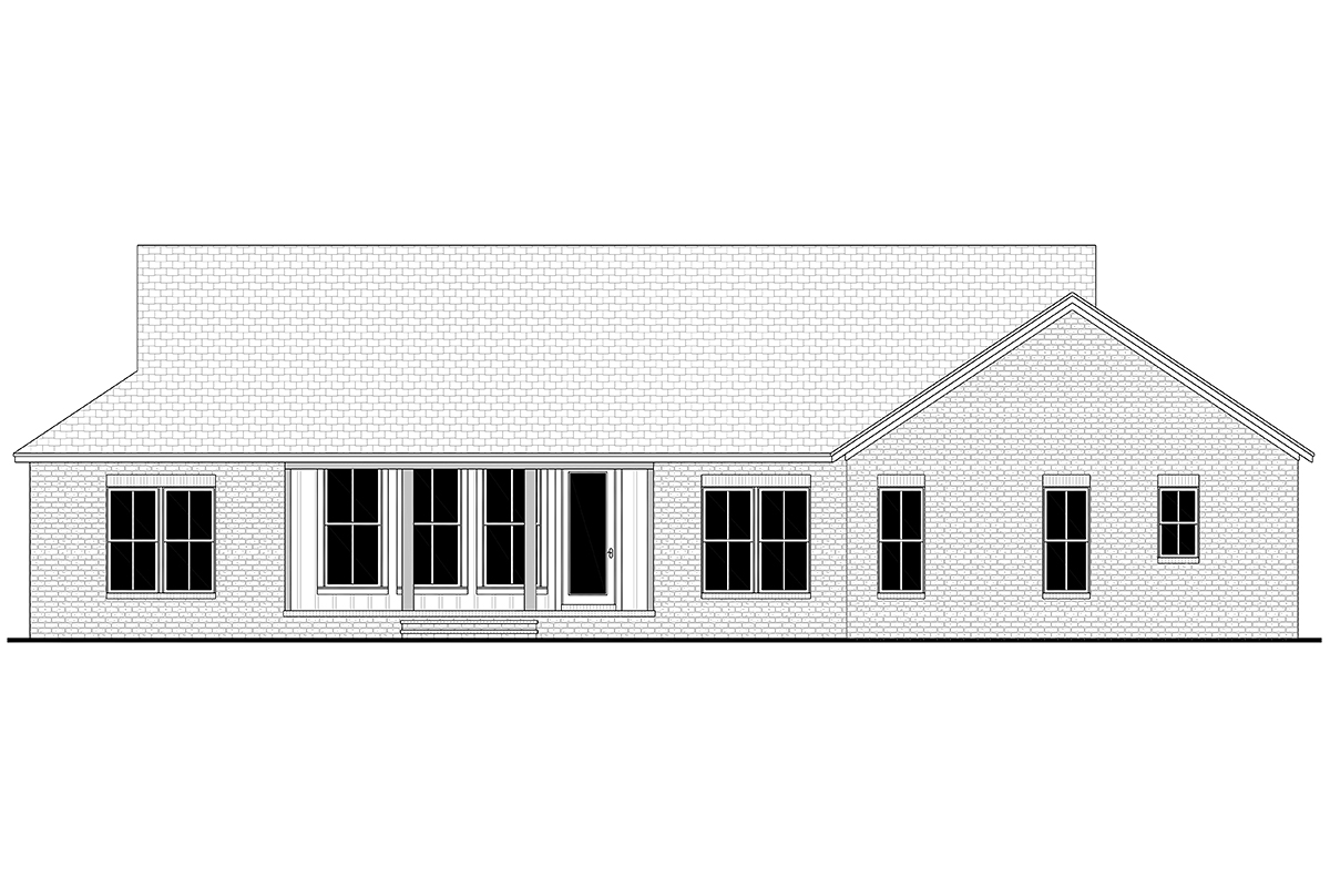 Contemporary Ranch Traditional Rear Elevation of Plan 80824