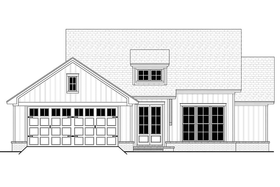 Country, Farmhouse, New American Style, Traditional Plan with 1493 Sq. Ft., 3 Bedrooms, 2 Bathrooms, 2 Car Garage Picture 4