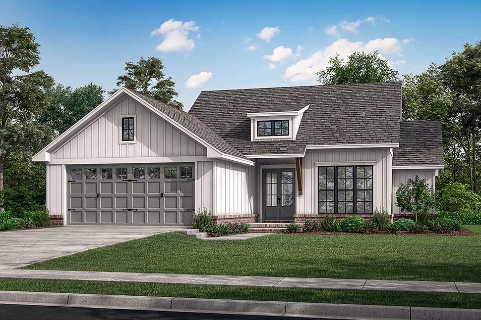 Country, Farmhouse, New American Style, Traditional Plan with 1493 Sq. Ft., 3 Bedrooms, 2 Bathrooms, 2 Car Garage Picture 5