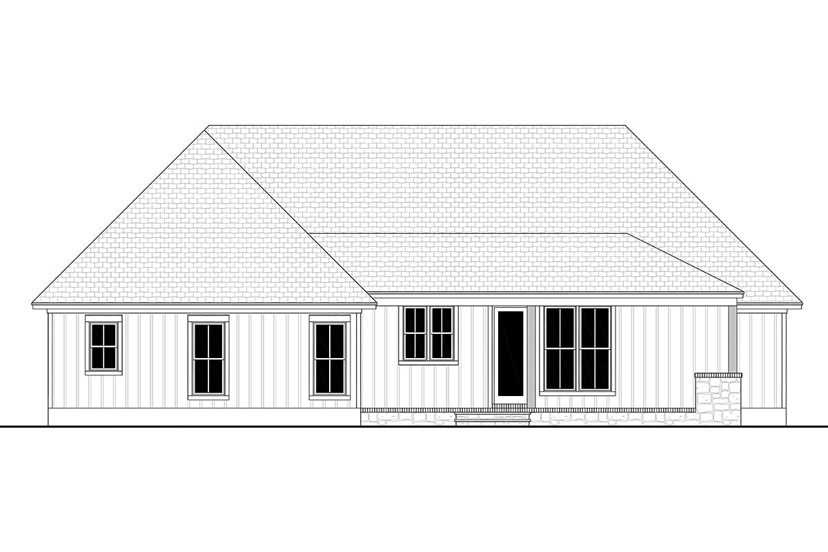 Country Farmhouse Traditional Rear Elevation of Plan 80827