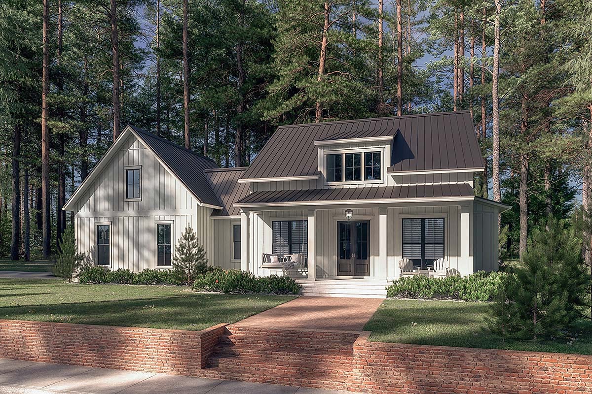 Country, Farmhouse, Traditional Plan with 1448 Sq. Ft., 2 Bedrooms, 2 Bathrooms, 1 Car Garage Elevation