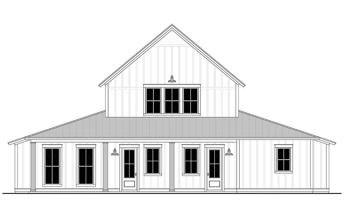 Barndominium Country Farmhouse Traditional Rear Elevation of Plan 80830