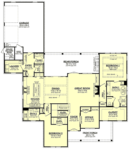 House Plan 80832 First Level Plan