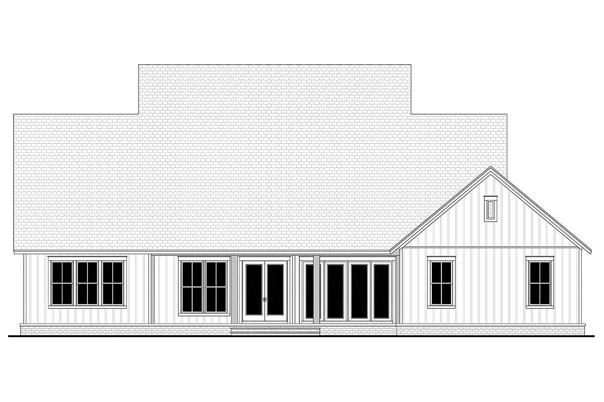 Country Farmhouse Southern Traditional Rear Elevation of Plan 80832