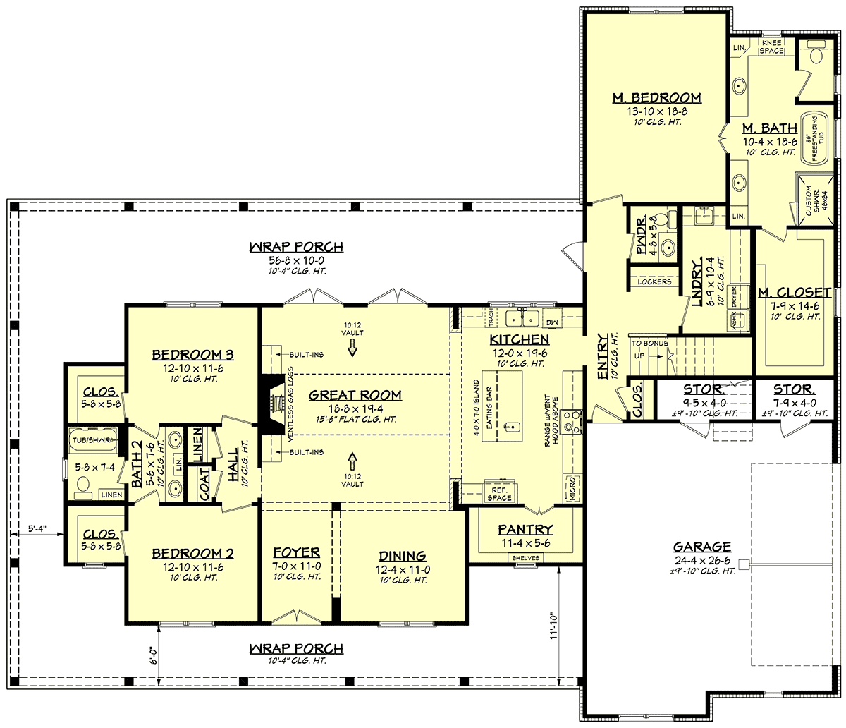 Country Craftsman Farmhouse New American Style Level One of Plan 80833