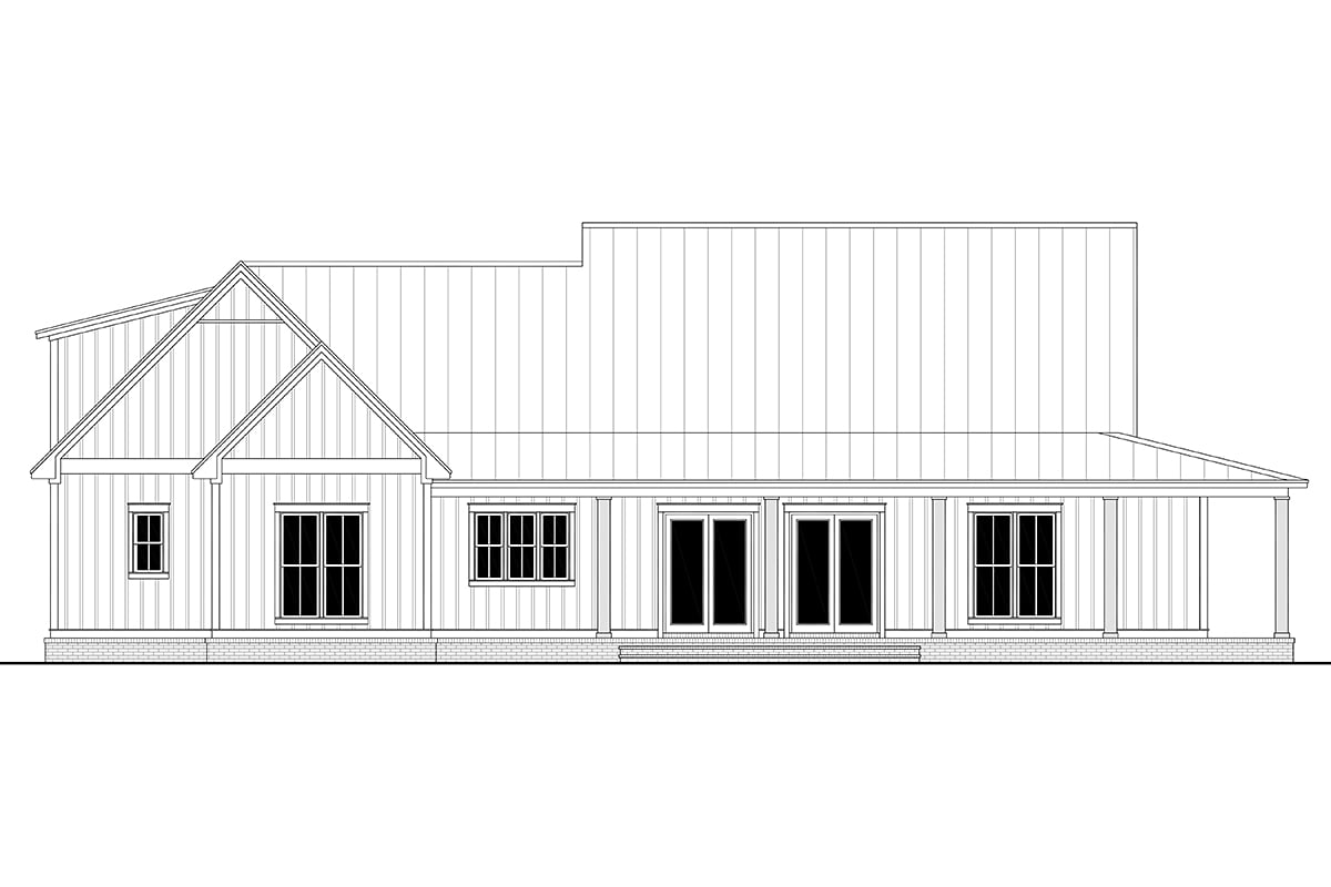 Country, Craftsman, Farmhouse, New American Style Plan with 2428 Sq. Ft., 3 Bedrooms, 3 Bathrooms, 2 Car Garage Rear Elevation