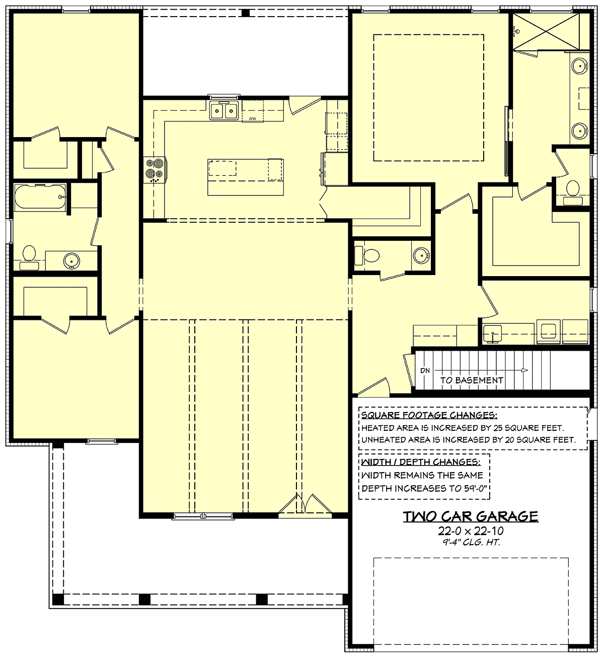 Country Craftsman Farmhouse Traditional Alternate Level One of Plan 80836
