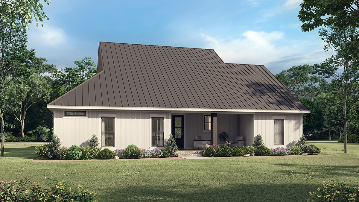 Country Craftsman Farmhouse Traditional Rear Elevation of Plan 80836