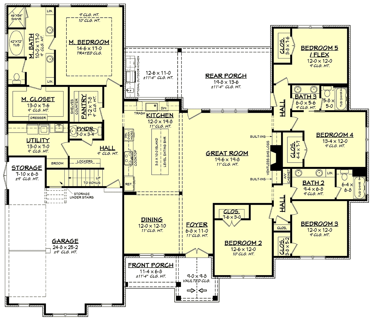 2,932 sqft Model 1A 40x32 House PDF Floor Plan 5 bedroom 4 Bath 