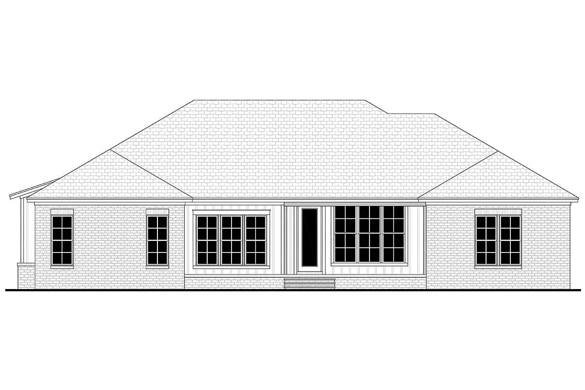 Contemporary Traditional Rear Elevation of Plan 80842